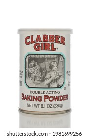 IRVINE, CA - JANUARY 23, 2015: A Can Of Clabber Girl Brand Double Acting Baking Powder. America's Leading Brand Is Gluten Free.