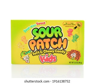 IRVINE, CA - JUNE 23, 2014: A Box Of Sour Patch Kids Candy. The Soft And Chewy Candy Is Owned By The Cadbury Adams         Company And Made In Canada.