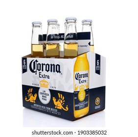 IRVINE, CA - MAY 25, 2014: A 6 Pack Of Corona Extra Beer, Side Front View. Corona Is The Most Popular Imported Beer In The United States.