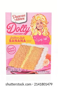 IRVINE, CALIFORNIA - 1 APR 2022: A Box Of Dolly Parton, Southern Style Banana Cake Mix By Duncan Hines.