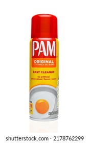 IRVINE, CALIFORNIA - 15 JUL 2022: A Can Of Pam Original Canola Oil Blend Cooking Spray.