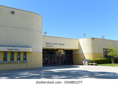 IRVINE, CALIFORNIA - 16 APRIL 2020: The Donald Bren Events Center, a 6,000-seat indoor arena at the University of California Irvine, UCI, serving athletic programs, concerts and conventions.