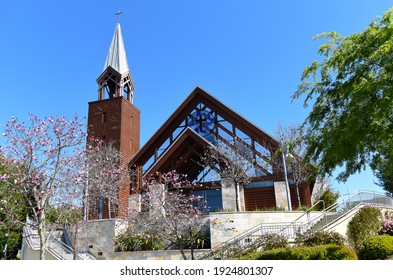 IRVINE, CALIFORNIA - 16 APRIL 2020: The Chapel at Mariners Church, a non-denominational, Christian Church located in central Orange County.