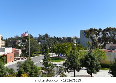 IRVINE, CALIFORNIA - 16 APRIL 2020: Overview Of Part Of The Campus At The University Of California Irvine, UCI.