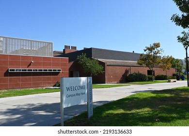 IRVINE, CALIFORNIA - 21 AUG 2022: Welcome Sign And Map On The Campus Of Irvine Valley College, IVC.