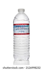 IRVINE, CALIFORNIA - 21 FEB 2022: A Plastic Bottle Of Crystal Geyser Alpine Spring Water, By CG Roxane.