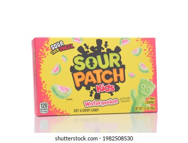 IRVINE, CALIFORNIA - 28 MAY 2021: A Box Of Sour Patch Kids Watermelon Candy.