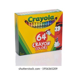 IRVINE, CALIFORNIA - 28 SEPT 2019: A 64 Count Box Of Crayola Crayons. 