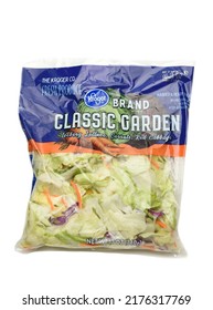 IRVINE, CALIFORNIA - 8 JUL 2022: A Bag Of Kroger Classic Garden Salad Mix.