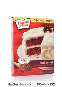 IRVINE, CALIFORNIA - AUGUST 14, 2019: A Box Of Duncan Hines Red Velvet Cake Mix. 