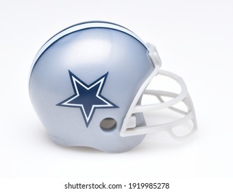 IRVINE, CALIFORNIA - AUGUST 30, 2018: Mini Collectable Football Helmet For The Dallas Cowboys Of The National Football Conference East.