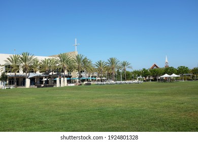 IRVINE, CALIFORNIA - SEPT 7, 2019: Mariners Church Worship Center and Chapel from the Main Lawn, a non-denominational, Christian Church.