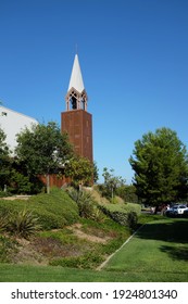 IRVINE, CALIFORNIA - SEPT 7, 2019: Chapel Bell Tower at Mariners Church, a non-denominational, Christian Church located in central Orange County.