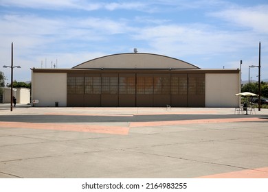 Irvine, California - USA - June 2, 2022: Airplane Hanger. A Decommissioned Airplane Hanger Is Now Used As An Event Venue In The Irvine Great Park. Airplane Hangers Are Large Secure Buildings. 