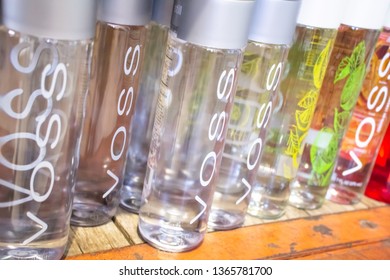 Irvine, California/United States - 03/29/19: Several Bottles Of Voss Water