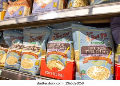 Irvine, California/United States - 03/29/19: Several Red Mill Steel Cut Oats Products