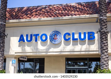 Irvine, California/United States- 04/22/2019: A Store Front Sign For Auto Club