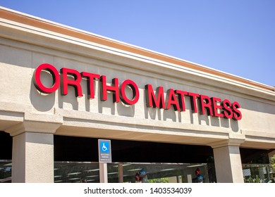 Irvine, California/United States- 04/22/2019: A Store Front Sign For Ortho Mattress