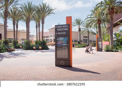 Irvine, California/United States - 09/01/2020: A View Of Of A Store Directory Kiosk In The Middle Of A Plaza Area, Seen At The Irvine Spectrum.