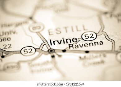 Irvine. Kentucky. USA on a geography map