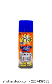 Irvine, Scotland, UK - August 20, 2022: Dr Magic Branded Oven And Grill Cleaner In Recyclable Metal Can And Recyclable Plastic Top