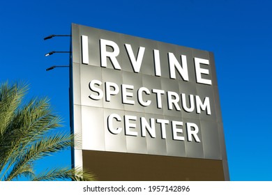 Irvine Spectrum Center Sign Advertises An Outdoor Shopping Center Mall - Irvine, California, USA - 2020