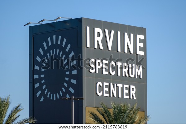 Irvine Spectrum\
Center sign, logo advertises an outdoor shopping center mall. -\
Irvine, California, USA -\
2022