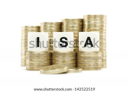 ISA (Individual Savings Account) on gold coins with a white background