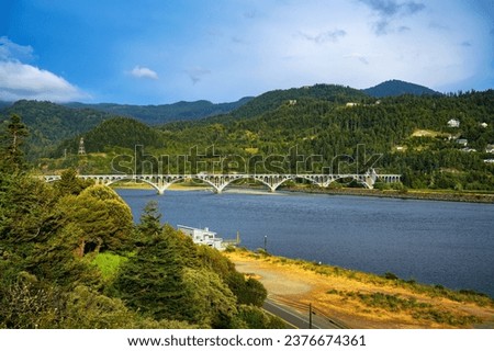 Isaac Lee Patterson Bridge, also known as the Rogue River Bridge located in Gold Beach, Oregon, USA