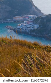 Ischia Island, Naples - Italy. Colorful Houses Of Sant’Angelo, An Old Fisherman’s Village On The South Coast Of The Island,  In A Winter Day.