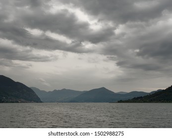 ISEO Mountain Lake in Italy. Bad weather