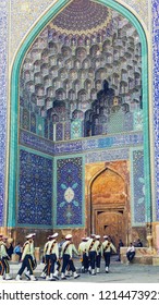 Isfahan, Iran - October 02, 2015: Military Parade At Lotfollah Mosque On October 02, 2015 In Isfahan, Iran. Lotfollah Mosque Was A Private Mosque Of The Royal Court.