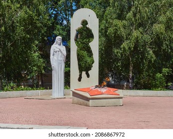 Ishimbay, Russia - 2019 Monument To The Grieving Mother With Eternal Flame