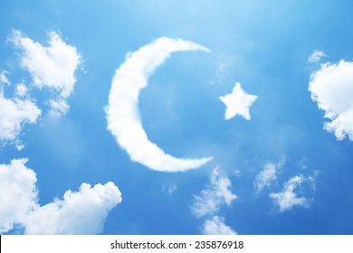 Islam Cloud Shape Word On Sky.