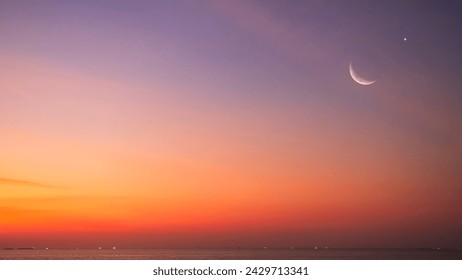 Islam Night Sky Moon Sunset Sea Ocean Background Mubaruk Greeting Islam Ramadan Element Masjid Aqsa Hajj Kaaba Umrah Eid Arabian Religion Islamic Muhammad Arab Muslim Namaz Isra Miraj Quran Umrah. - Powered by Shutterstock