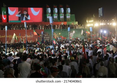 ISLAMABAD, PAKISTAN - July 2, 2022 - Cricketer Turned Politician Imran Khan Chairman Of Pakistan Tehreek Insaf PTI Political Gathering In Islamabad, Pakistan
