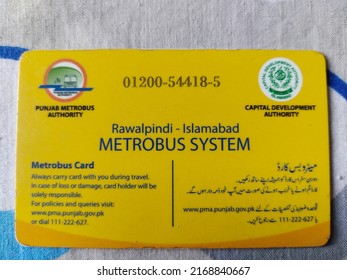 ISLAMABAD, PAKISTAN - June 18,2022: Price Of Getting A New Metro Bus Card Is Now Rs 200