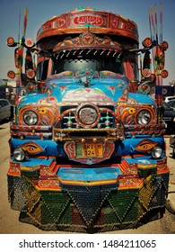 Islamabad, Punjab/Pakistan - June 19, 2019 : Colouful Truck Art