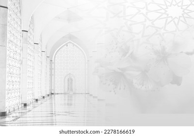 Islamic background for a mosque in gray, a background for Ramadan. Social media posts .Muslim Holy Month Ramadan Kareem .Ramadan Mubarak beautiful greeting card - Shutterstock ID 2278166619
