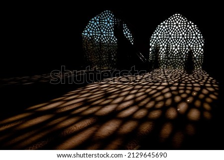 Islamic background photo. Mosque and shadows. Ramadan or kandil or laylat al-qadr or kadir gecesi or islamic background photo.