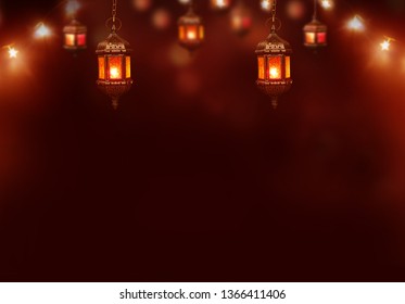 Islamic greeting  Eid Mubarak cards for Muslim Holidays.Eid-Ul-Adha festival celebration.Arabic Ramadan Lantern .Decoration lamp 