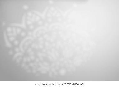 Islamic Pattern on Grey Background.Abstract Arab Shadow Light on White Wall for Ramadan Background.Greeting card Traditional Ornament, Islamic Design Mandala Pattern,Muslim Backdrop form Window Light 
