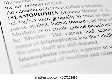 Islamophobia - capital letter text and explanation in English language/Islamophobia