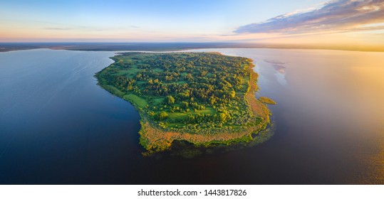 Island at the lake Asvejskae - the biggest island in Belarus