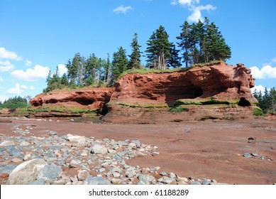 Island At Low Tide Along The Bay Of Fundy, Nova Scotia