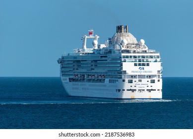 The Island Princess Cruise Ship Turning To Go Out To Sea Cornwall UK , June 8 2022