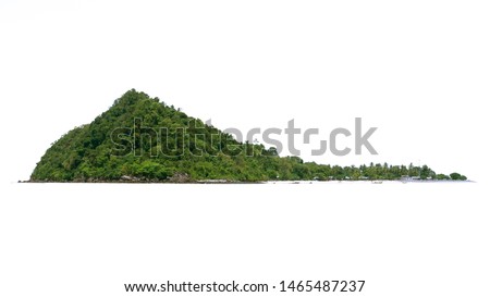Island, rock, hill, mountain on white background isolated with clipping path.