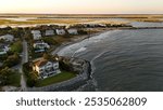 Sullivan’s Island shoreline with beachside houses of South Carolina