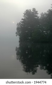 Island Sunrise With Mist In The Muskokas, Ontario - Lake St. Joseph