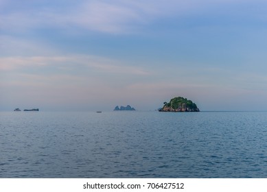 Island With Sunset Sky Background,Tropical Island In Thailand.